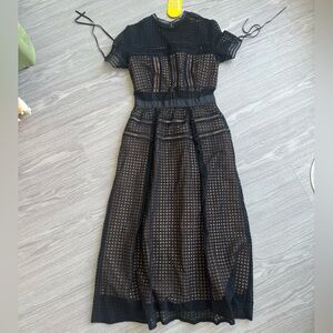 bnwt self portrait black midi dress sz xs